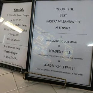 Some of their specials and new items.