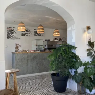 the interior of a cafe