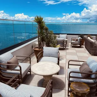 Outdoor seating and view