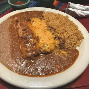 Combination enchiladas - Wednesday enchilada special (one cheese and one beef enchilada with chili con carne)