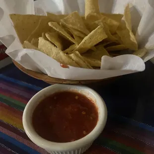Spicy salsa and chips