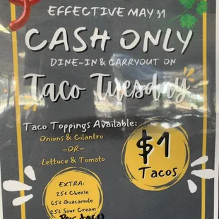 a sign for a taco tuesday