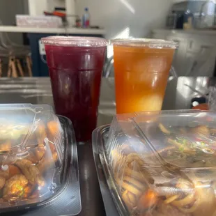 1 Chicha Morada 1 Passion Fruit Iced Tea