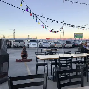 Their outdoor dining are (converted parking lot)