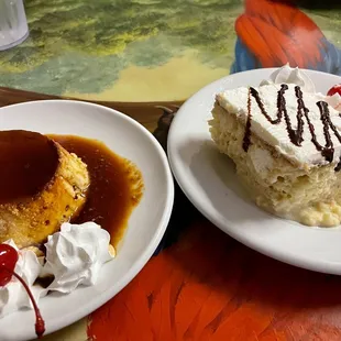 Flan and tres leches