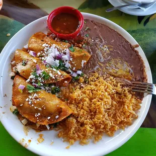 Tacos birria rice and Beans