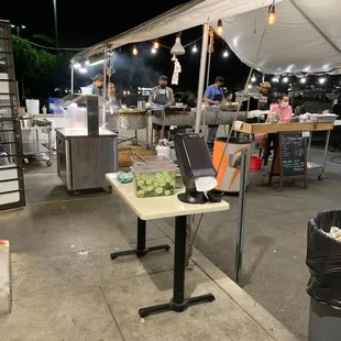 a table with a laptop on it
