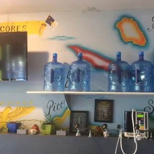 Casa Cortez&apos; decor wall. They also sell purified water here for 20 cents per gallon.