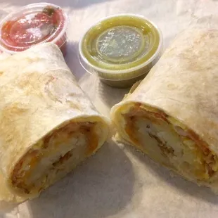 Potato, bacon, egg &amp;cheese Breakfast Burrito from Casa Cortez. $3.95. Good.
