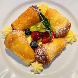 a plate of pastries on a table