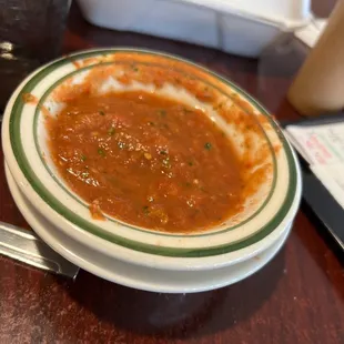 a plate of soup on a table