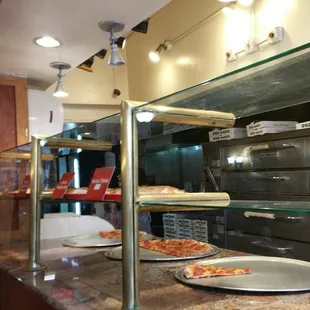 pizzas in the kitchen