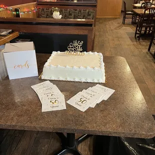 a table with a cake on it