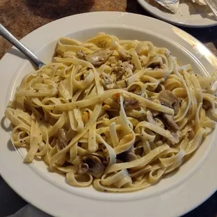 Fettuccine, Mushroom and Clam with a light butter sauce