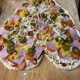 Heart  shaped pizzas for Valentine's day