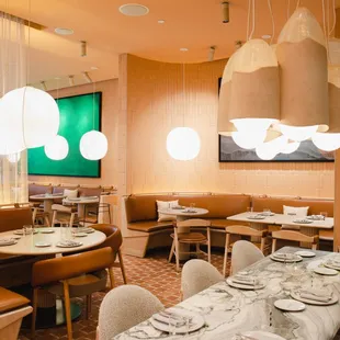 the dining area of a modern restaurant