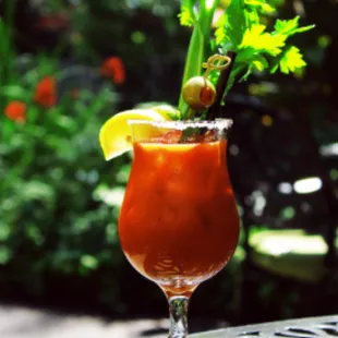 a bloody drink on a table