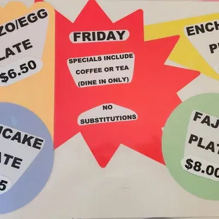 a menu for breakfast