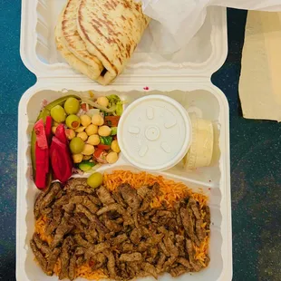 to go - beef shawarma and added bread