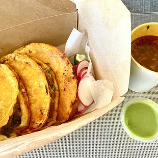 Tacos de Birria with consume