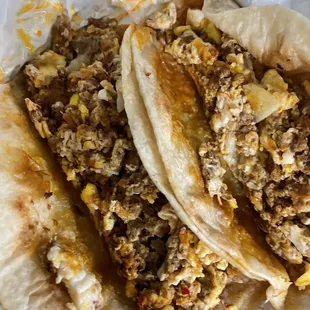 Chorizo breakfast tacos