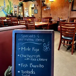 They have a sign for specials right inside the front door.