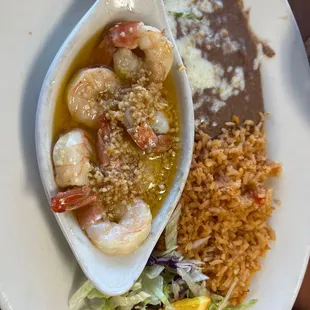 Garlic shrimp rice and beans
