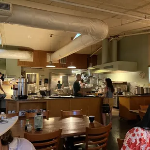 a group of people in a restaurant