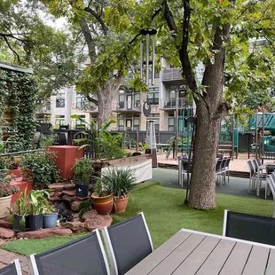 Outdoor seating and playground