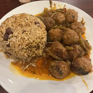 Albondigas Guisada / Braised Meatballs with Moro Rice