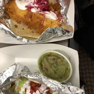 Beef taco and fish taco