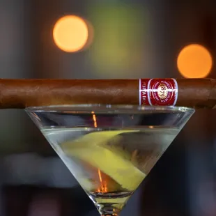 a cigar and a martini