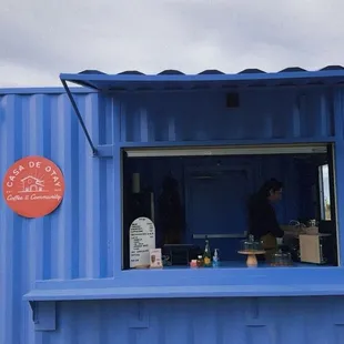 a blue food truck