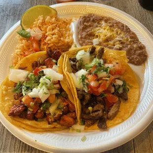 Two 2 Taco Combo (meat) - Adobada (Pork) &amp; Carne asada