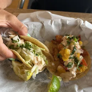 Battered Fish and Coconut Shrimp Taco