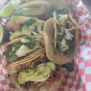 6 Street Taco (meat) - Adobada (Pork) and Carnitas