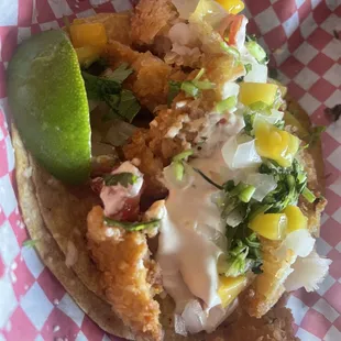 Coconut shrimp taco