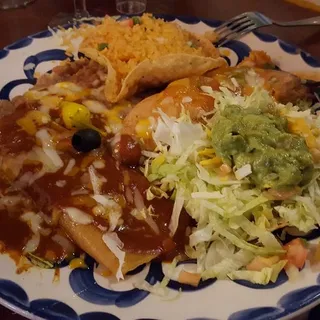 Combination 4 Chile Relleno, Cheese Enchilada, Guacamole and Bean Tostada