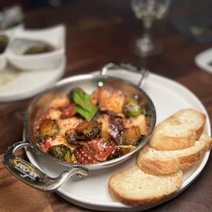 Pulpos(Spanish Octopus with brussel sprouts)