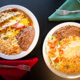 two plates of mexican food