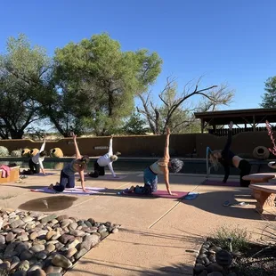 Yoga by the pool