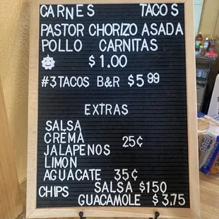 menu