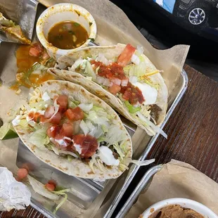 Carne Asada Tacos with a side of consommé