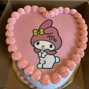 Heart shaped cake with edible image