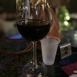 a glass of red wine