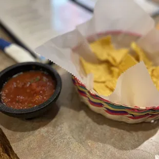 Chips and improved salsa.