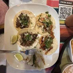 Tacos (chicken, pastor, carnitas)