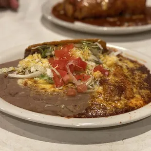 Combination Plate  6. Ground Beef Taco, Cheese Enchilada, and Beans