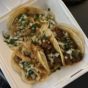 Street tacos- 2 beef &amp; 2 chicken