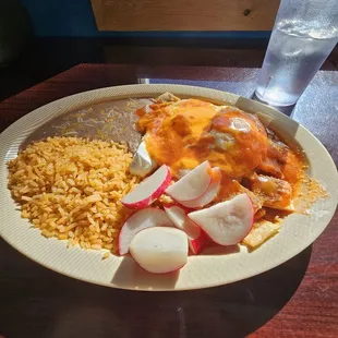 Chilaquiles with over easy eggs